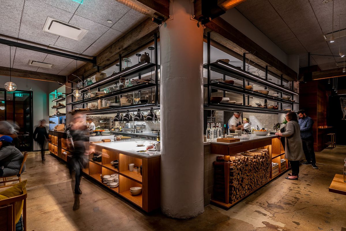 Kitchen at M.Georgina in Downtown LA in early March, before the state-mandated shut downs of restaurant dining rooms