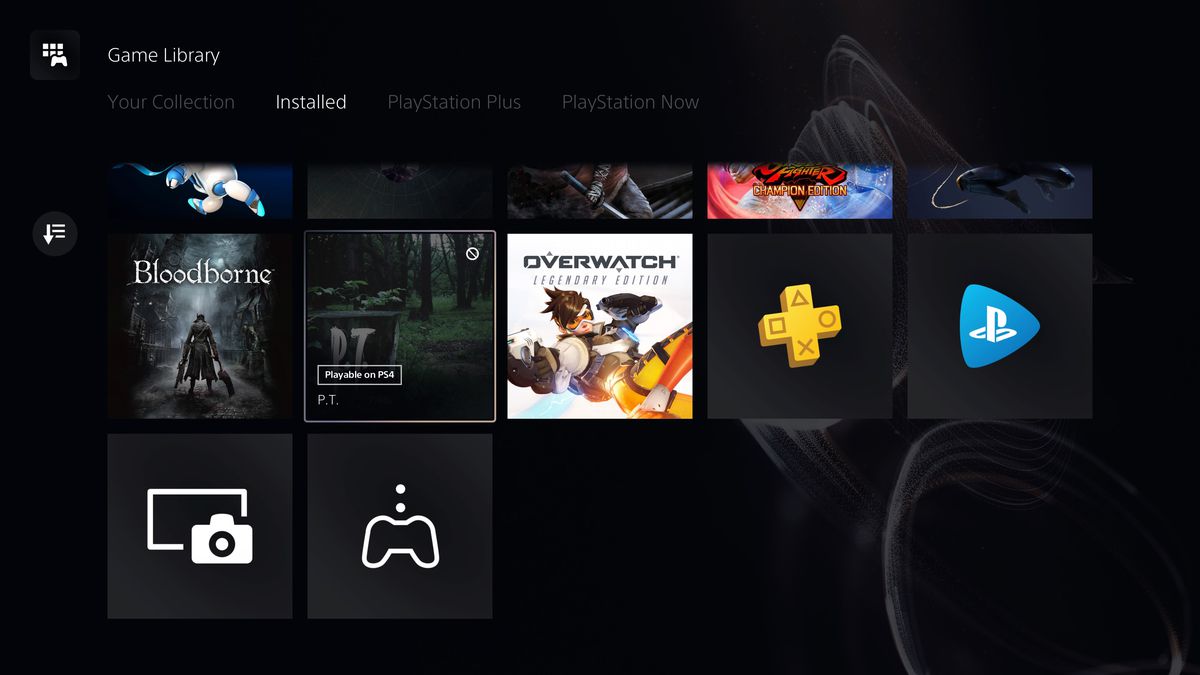 A screenshot of the Game Library section on PS5, showing an installed copy of P.T.