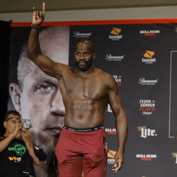 Cheick Kongo poses at Bellator 208 weigh-ins.