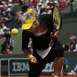 Russia's Maria Kirilenko reacts after a winning point as she plays USA's Bethanie Mattek-Sands during their fourth round match of the French Open tennis tournament at the Roland Garros stadium Monday, June 3, 2013 in Paris.