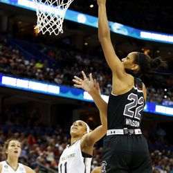 <a class="ql-link" href="https://www.wnba.com/player/aja-wilson/" target="_blank"><strong>A’ja Wilson</strong></a><strong>, Active (Las Vegas Aces) — South Carolina |</strong> A’ja Wilson. Enough said? For those in the cheap seats, the Dawn Staley protégé put South Carolina women’s basketball on the map. Along with notable would-be rookies of the 2017 WNBA Draft class (Allisha Gray and Kaela Davis, Dallas Wings), Wilson and the Gamecocks won the 2017 NCAAW Championship. Wilson played another year at South Carolina before taking the WNBA by storm as a member of the Las Vegas Aces. In her 2018 rookie season, Wilson was named a WNBA All-Star and received the Rookie of the Year award by unanimous vote. In September, Wilson helped the Staley-coached Team USA win the gold medal at the 2018 FIBA World Cup. It is fitting that a statue in Wilson’s likeness is being built at the University of South Carolina.