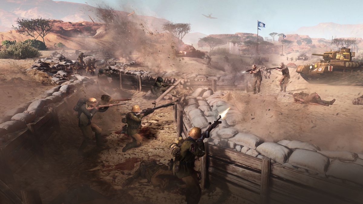 Wehrmacht soldiers defend a trench against Allied attackers in Company of Heroes 3