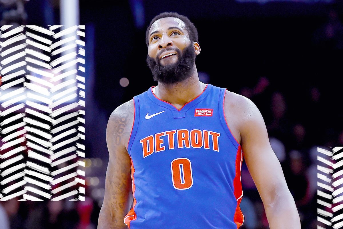Andre Drummond smiles on the court.