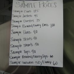 Prices for samples