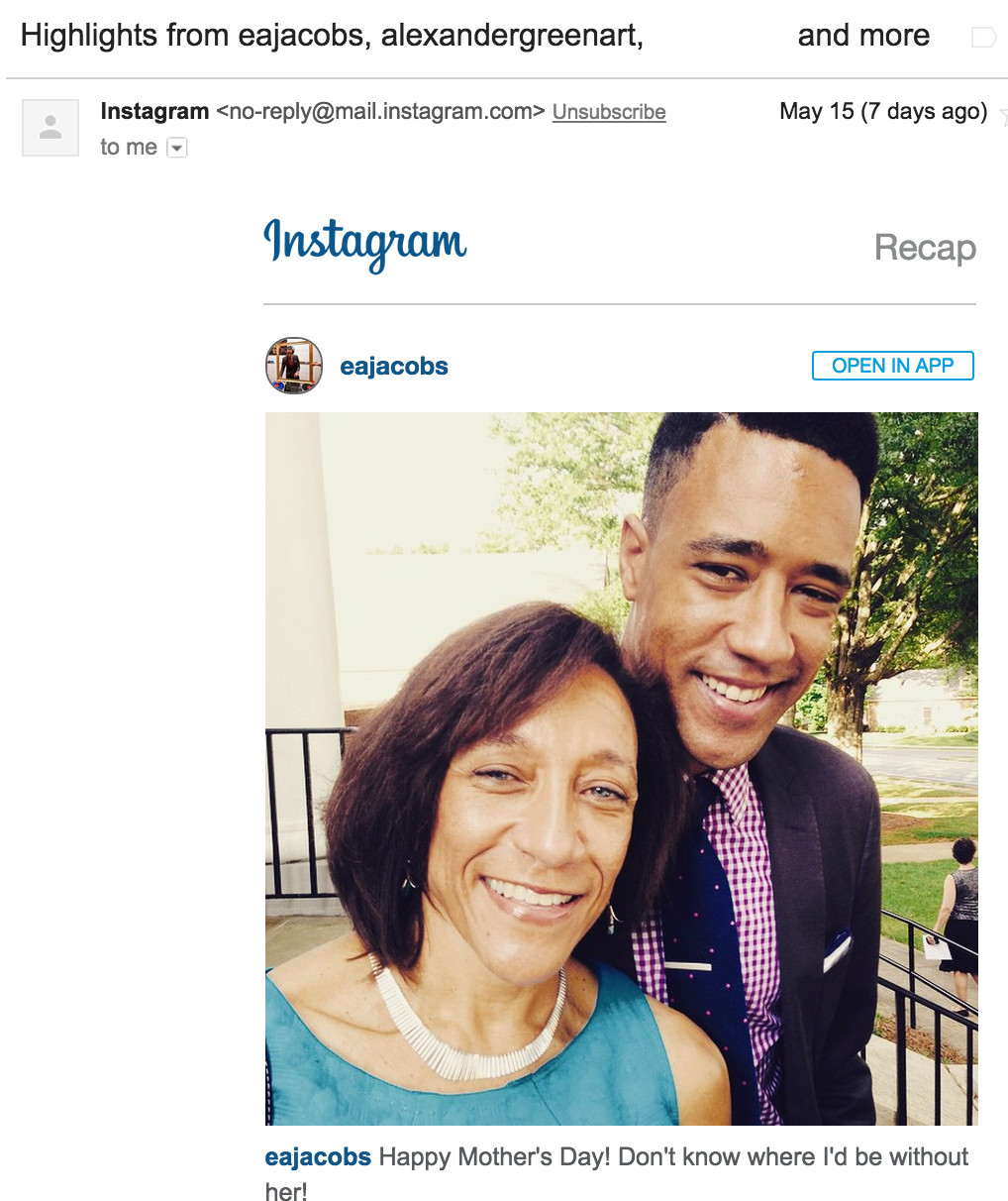 instagram recap highlight email