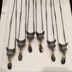 Long necklace with fox head, $95