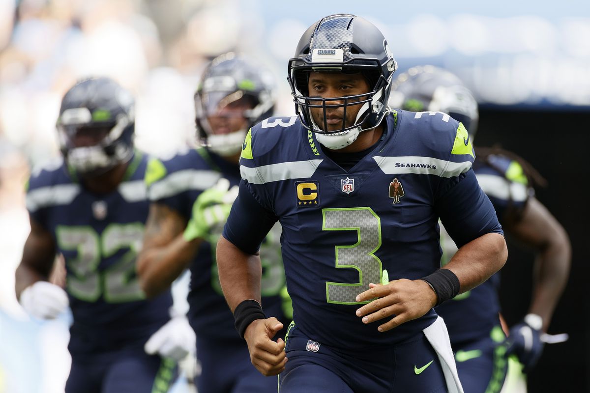 Russell Wilson of the Seattle Seahawks in action during the fourth quarter against the Tennessee Titans at Lumen Field on September 19, 2021 in Seattle, Washington.