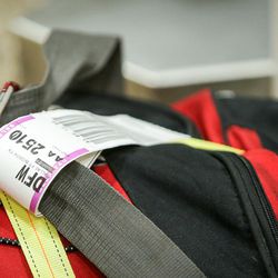 Luggage belonging to the Utah Disaster Medical Assistance Team is pictured at the Salt Lake City International Airport on Tuesday, Aug. 29, 2017. The 36-member team is flying to the Texas to aid in Hurricane Harvey relief efforts. The team consists of physicians, nurses, paramedics, emergency medical technicians and other medical specialists.