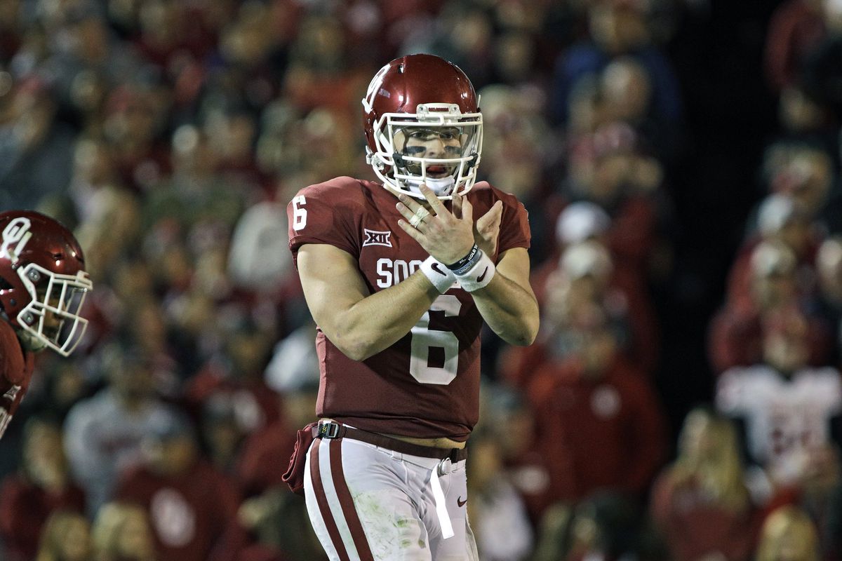 Wvu Vs Oklahoma Baker Mayfield Suspended For 2 Offensive Plays 1 Drive Sbnation Com