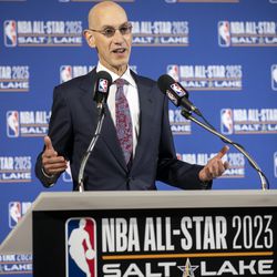 NBA commissioner Adam Silver announces that the 2023 NBA All-Star game will be held at Vivint Smart Home Arena in Salt Lake City on Wednesday, Oct. 23, 2019.