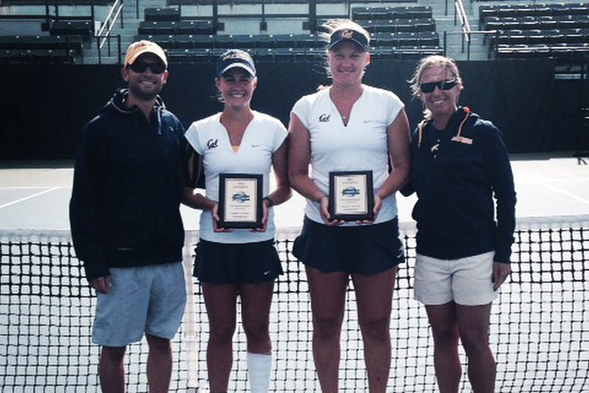 Senior Zsofi Susanyi (2nd from left) and junior Klara Fabikova (3rd from left) will look to bring home more hardware by winning the NCAA women's doubles.