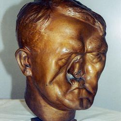 A damaged bronze bust of Adolf Hitler is still missing.