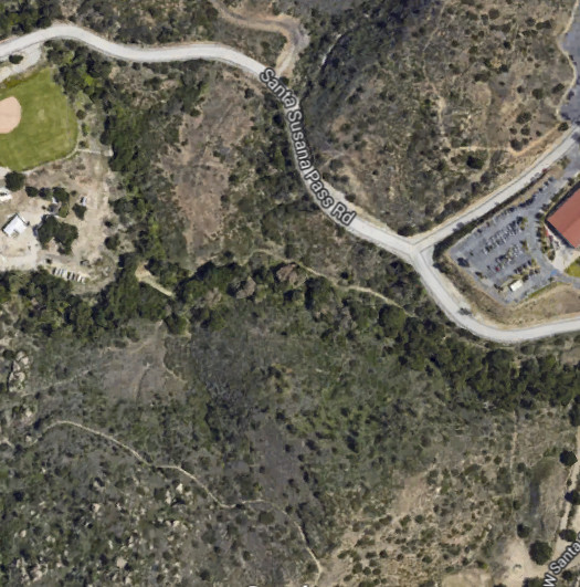 An aerial view of Spahn Ranch in California.