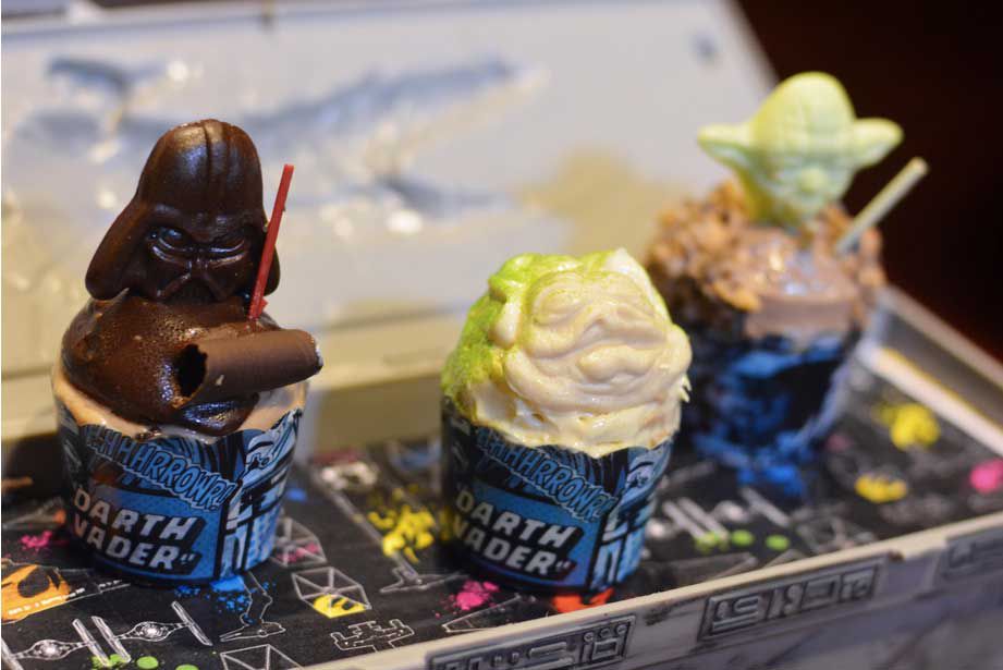 Photo: Trio of cupcakes.