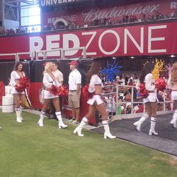 The cheerleaders leave after their routine