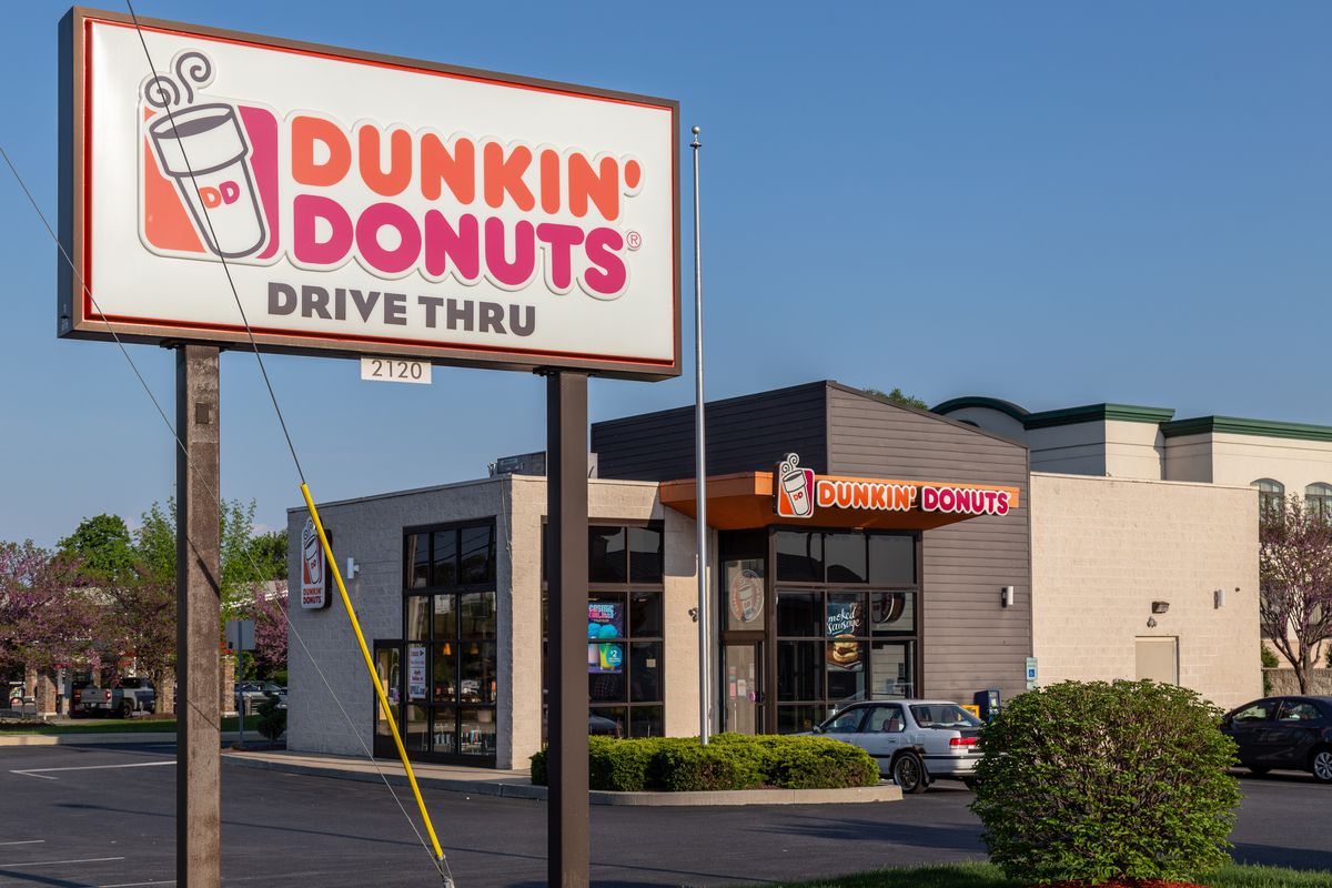 A Dunkin’ Donuts store exterior.