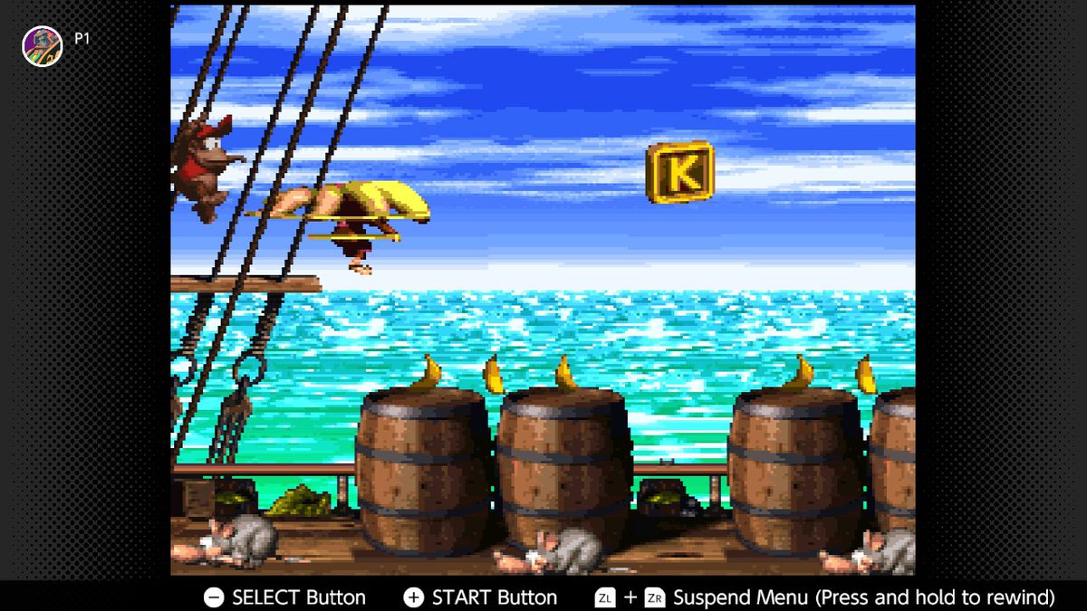 Dixie Kong swirls through the air in Donkey Kong Country 2: Diddy’s Kong Quest
