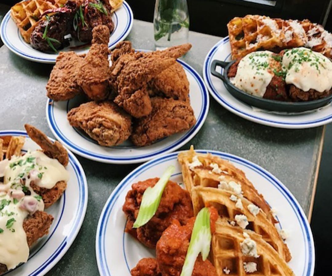 Fried chicken, plus chicken and waffles, from Sweet Chick restaurant. 