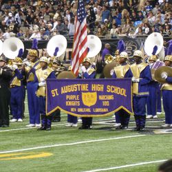 St. Aug marching band came out at halftime.  