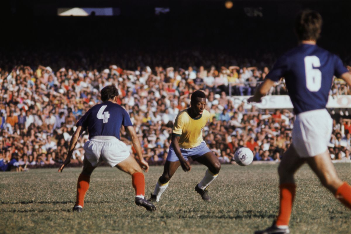 Pele Kicking a Soccer Ball