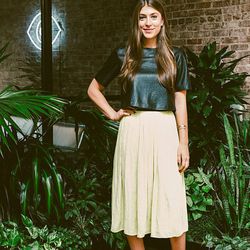 <strong>The Office:</strong> Veda <br><br>
<strong>The Employee:</strong> Marissa Scovill, Sales Assistant<br><br>
<b>The Outfit:</b> Veda Byrd top, a Zara skirt, and Miu Miu shoes.<br><br>
<b>The Advice:</b> "I think a really good pair of black skinny