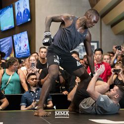 Israel Adesanya looks for the finish at TUF 27 FInale workouts.