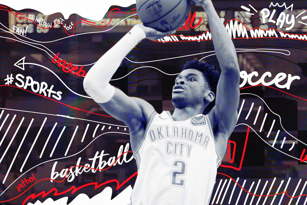 Shai Gilgeous-Alexander over a superimposed background.
