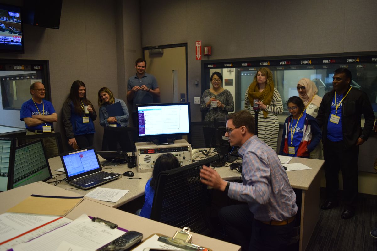 Azka Sharief drew a crowd when she recorded her podcast at WBEZ. | Make-A-Wish photo