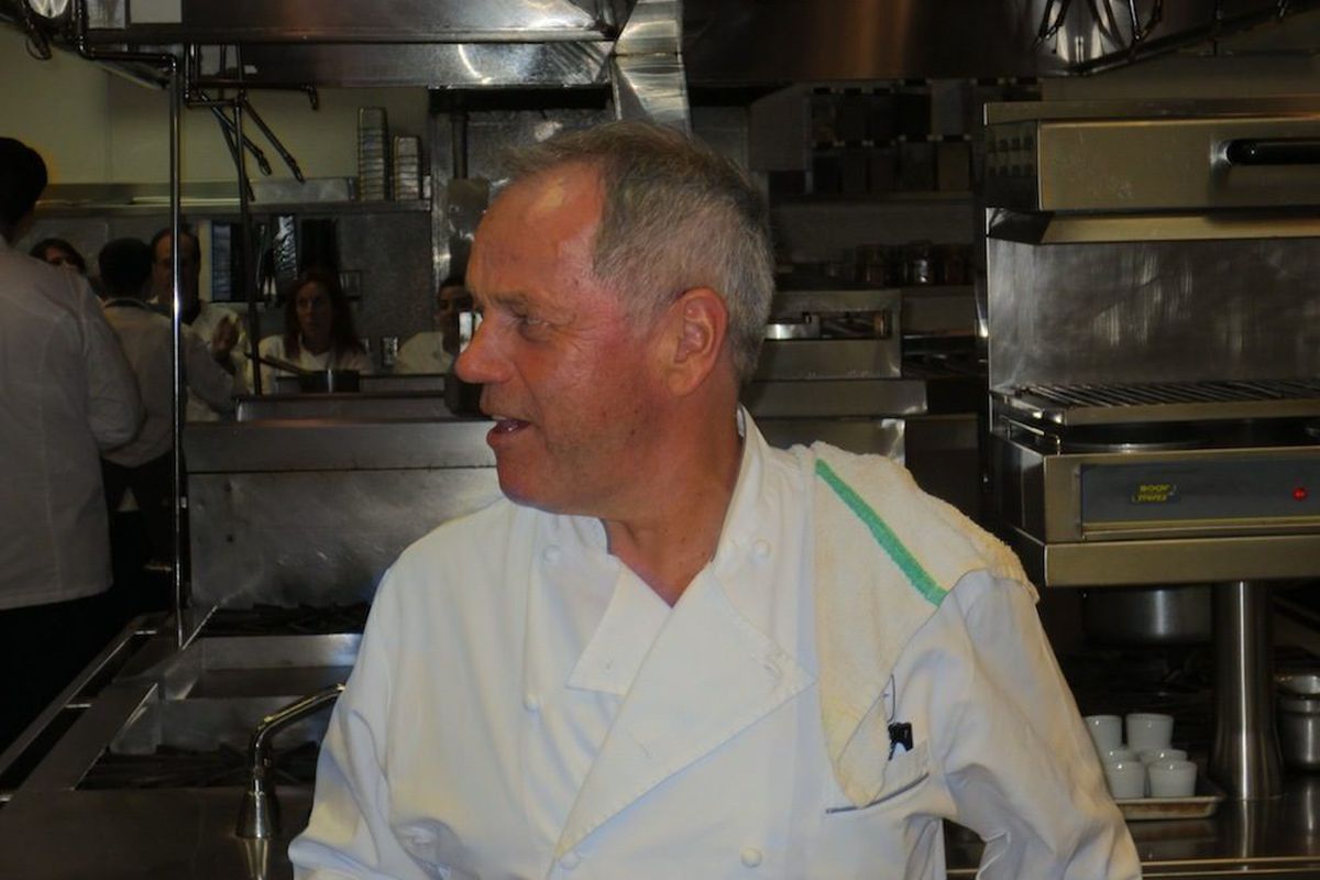 Wolfgang Puck in the kitchen at Cut. 