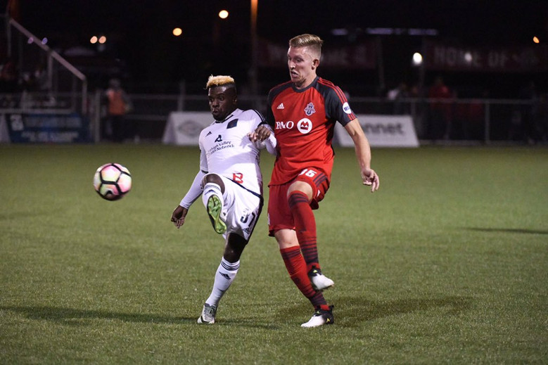 USL Photo - TFC II’s Lars Eckenrode had his hands full with Bethlehem’s Chris Nanco up the flank on Friday night