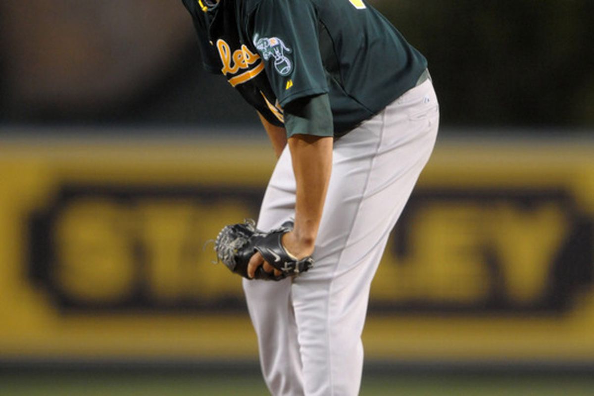 Apr 17, 2012; Anaheim, CA, USA; Oakland Athletics starter Tyson Ross (66) prepares to deliver a pitch against the Los Angeles Angels at Angel Stadium. Mandatory Credit: Kirby Lee/Image of Sport-US PRESSWIRE