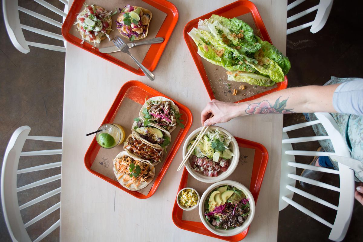 Lunch dishes from Peached Tortilla