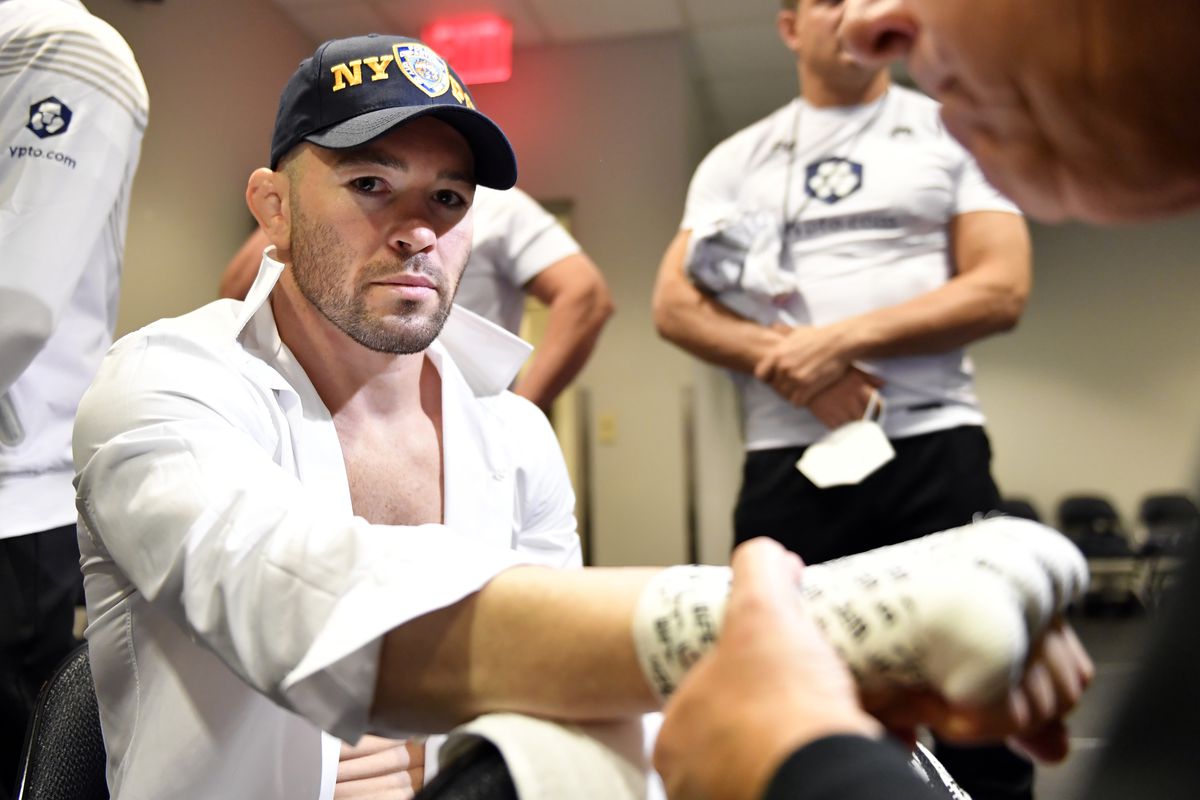 Colby Covington gets his hands wrapped ahead of his UFC 268 title fight with Kamaru Usman. 