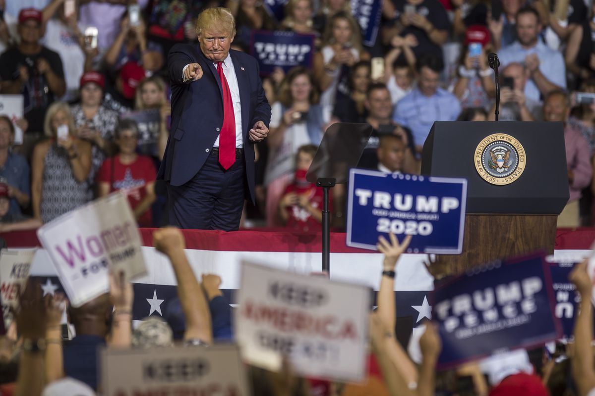 Trump’s July 17 rally in North Carolina, where the “send her home” chant about Rep. Ilhan Omar emerged.