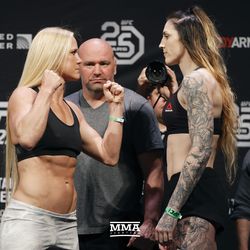 Holly Holm and Megan Anderson square off at UFC 225 weigh-ins.