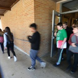 Students transition between classes at West Jordan Middle School on Friday, Nov. 4, 2016. During a tour of the aging school, Principal Dixie Garrison discussed why she and other Jordan School District officials would like a $245 million bond to pass on Nov. 8. West Jordan Middle is one school that would be rebuilt if the bond passes.
