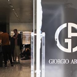Giorgio Armani looks almost ready to open upstairs!