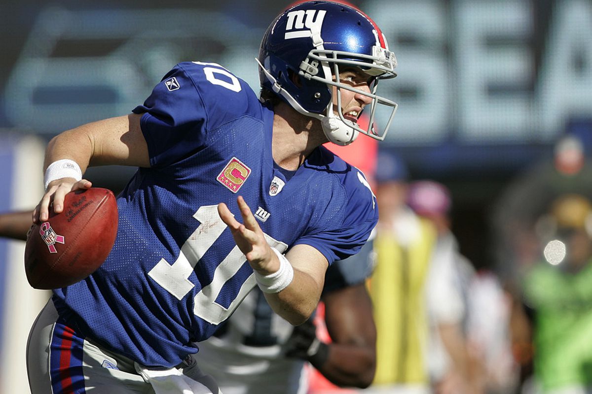 Eli Manning and the New York Giants take on the Buffalo Bills Sunday afternoon. (Photo by Rich Schultz /Getty Images)