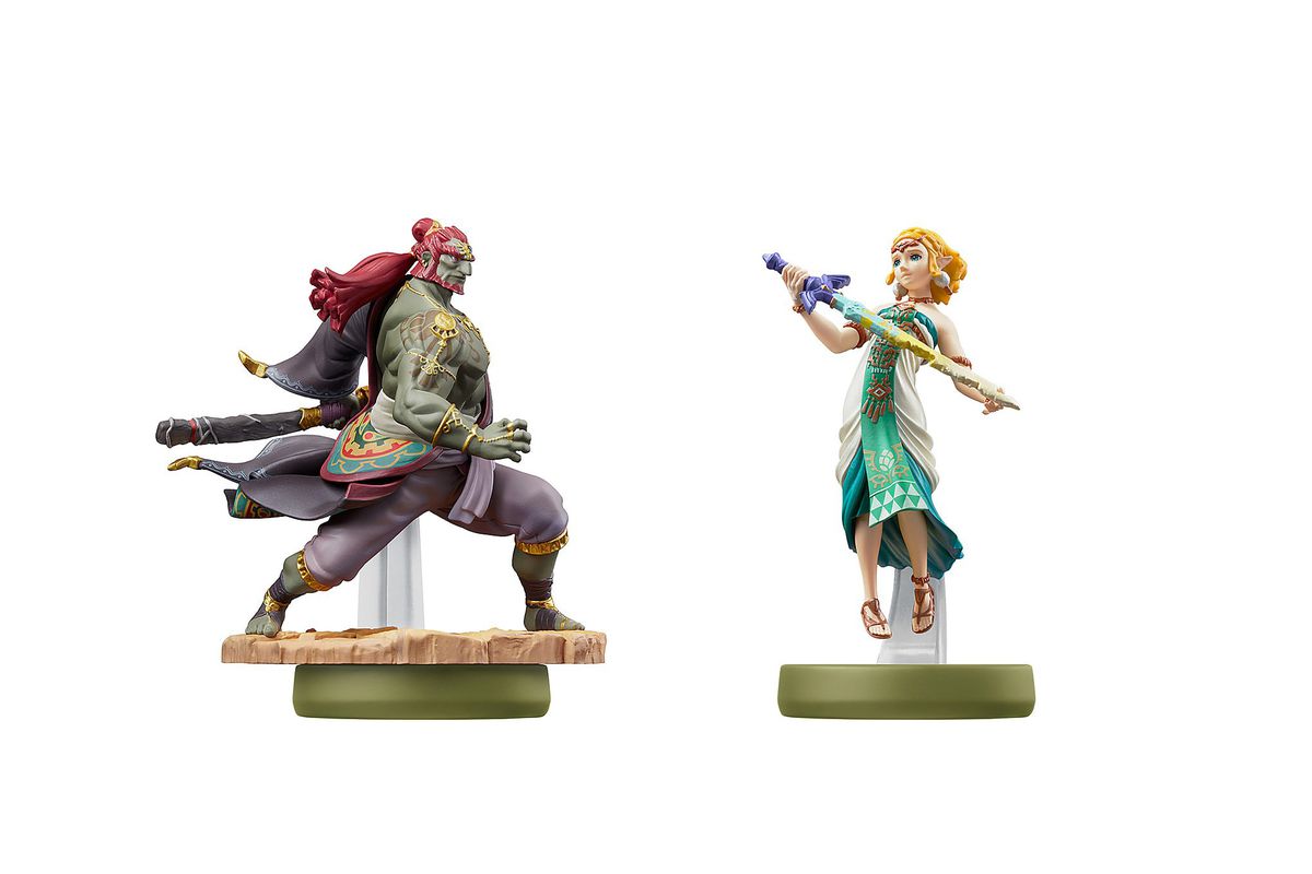 An image of the Ganondorf and Princess Zelda amiibo from The Legend of Zelda: Tears of the Kingdom