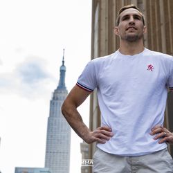 Rory Macdonald poses for a photo outside of Madison Square Garden