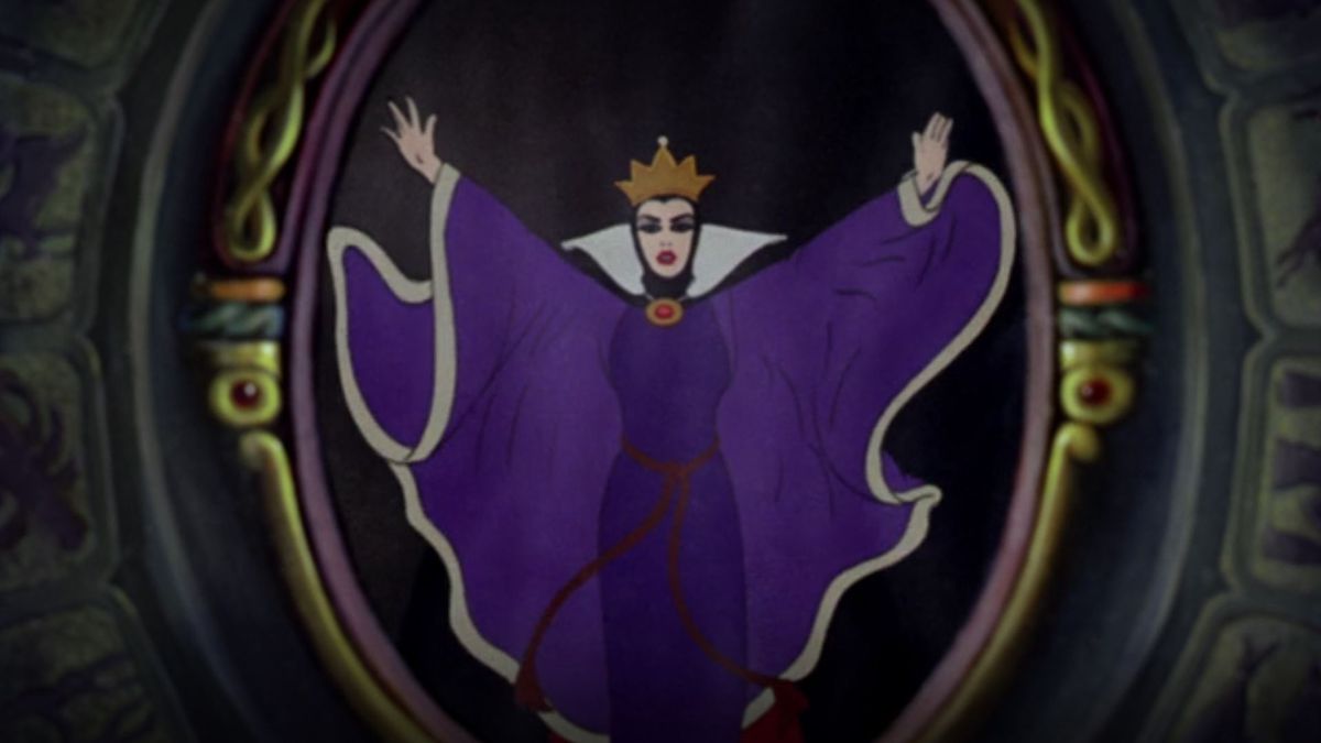 The evil Queen summons the all seeing Magic Mirror in the 1937 animated film Snow White and the Seven Dwarfs