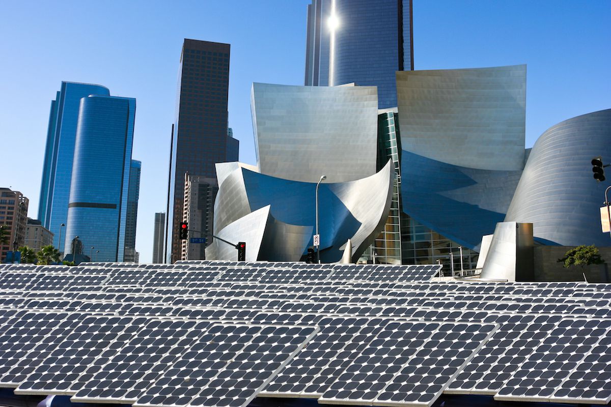 Solar panels in downtown L.A.