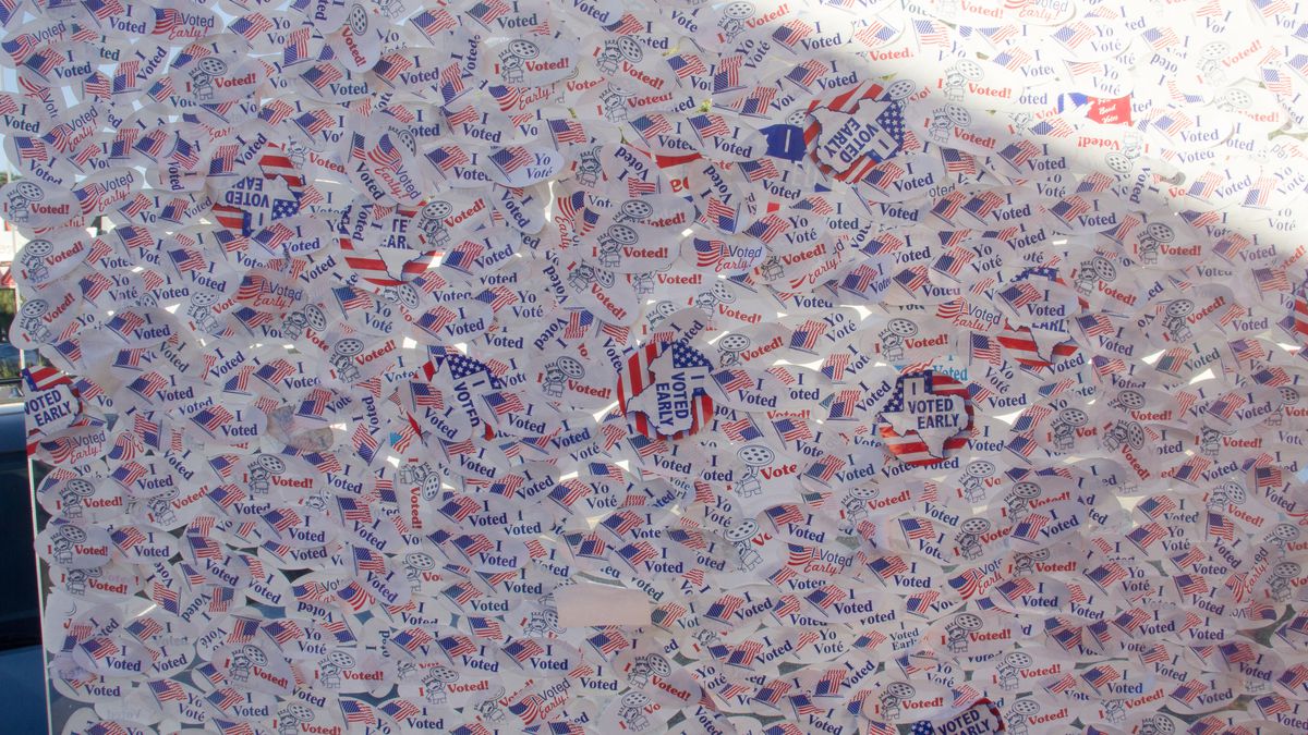 Home Slice’s voting sticker wall