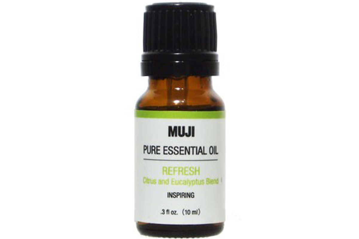 <a href="http://www.muji.us/store/fragrances/aroma/new-pure-essential-oil-refresh.html">'Refresh' Pure Essential Oil</a>, $12.95 at Muji