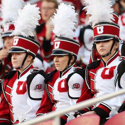 Members of the Utah marching band find their seats as the Utes and the Hoosiers play in the Foster Farms Bowl in Santa Clara, California on Wednesday, Dec. 28, 2016.