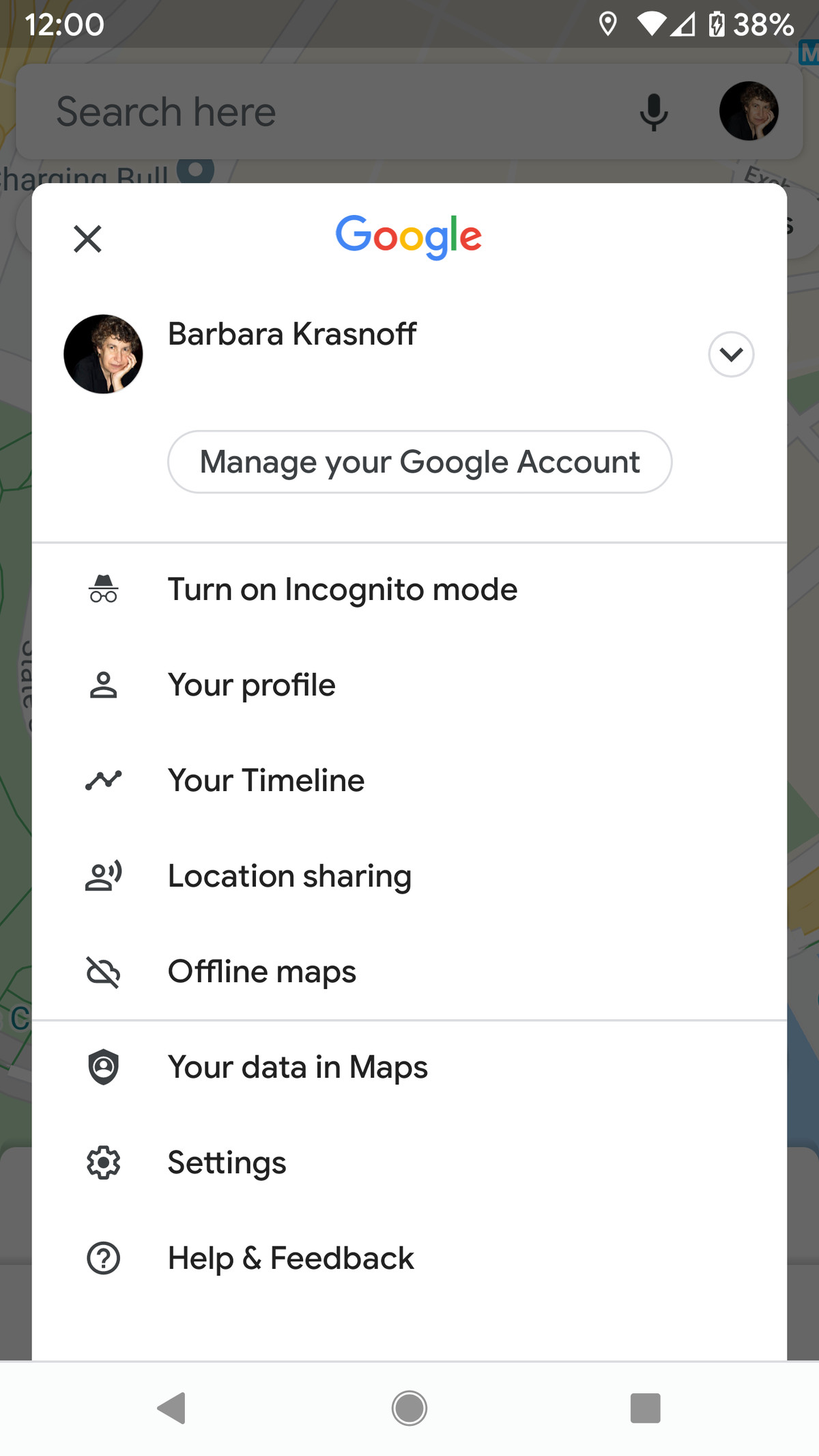 Go to “Location sharing” in your Maps app.