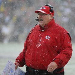  Kansas City head coach Andy Reid on the sidelines against the Washington Redskins during the first quarter at FedEx Field. 