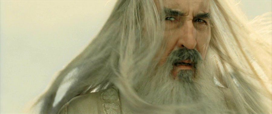 Christopher Lee presents a bedraggled Saruman in the extended edition of The Return of the King. 
