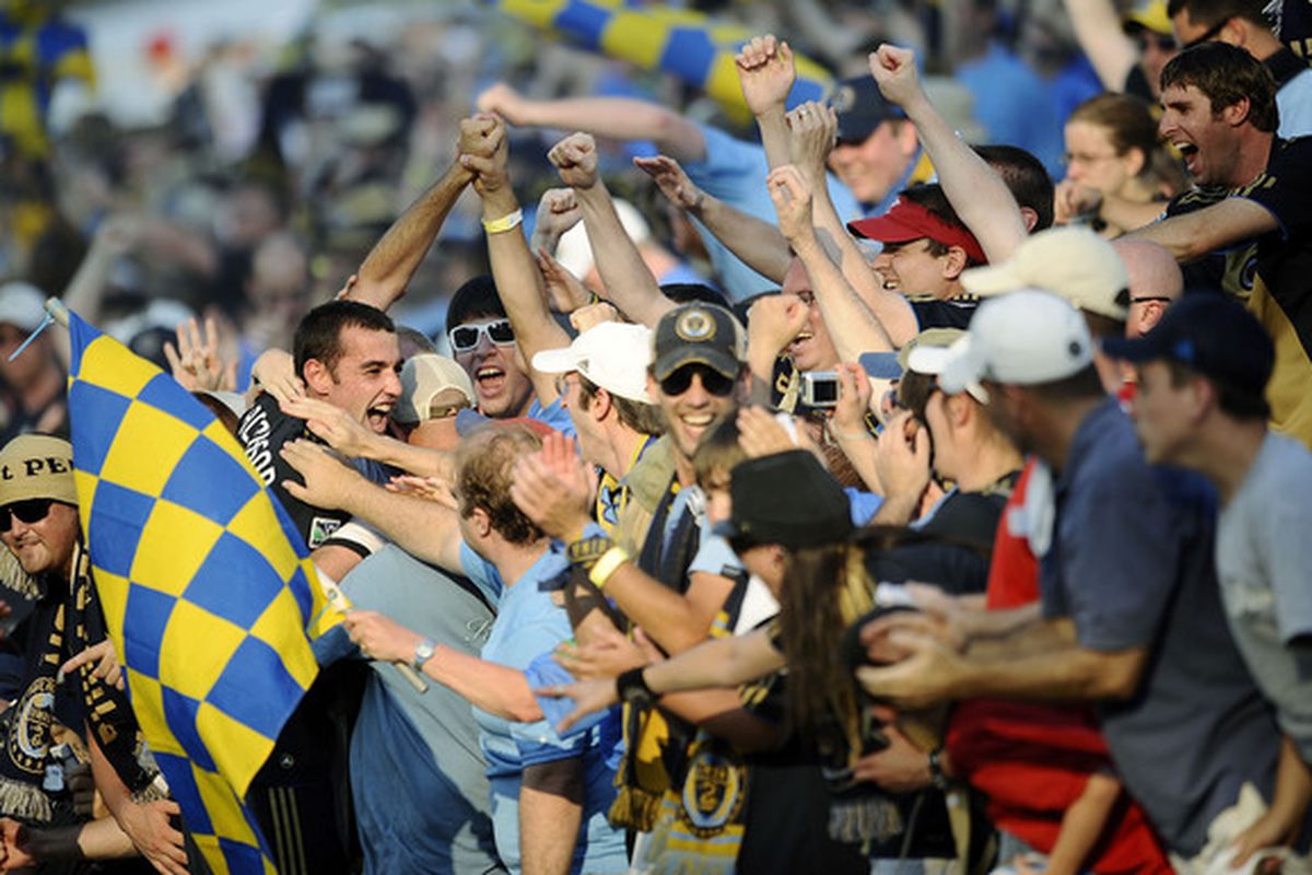 CHESTER, PA - JUNE 27:  Andrew Jacobson #8 of the Philadelphia Union celebrates win over Seattle Sounders FC at the PPL Park stadium opener on June 27, 2010 in Chester, Pennsylvania.  (Photo by Jeff Zelevansky/Getty Images)