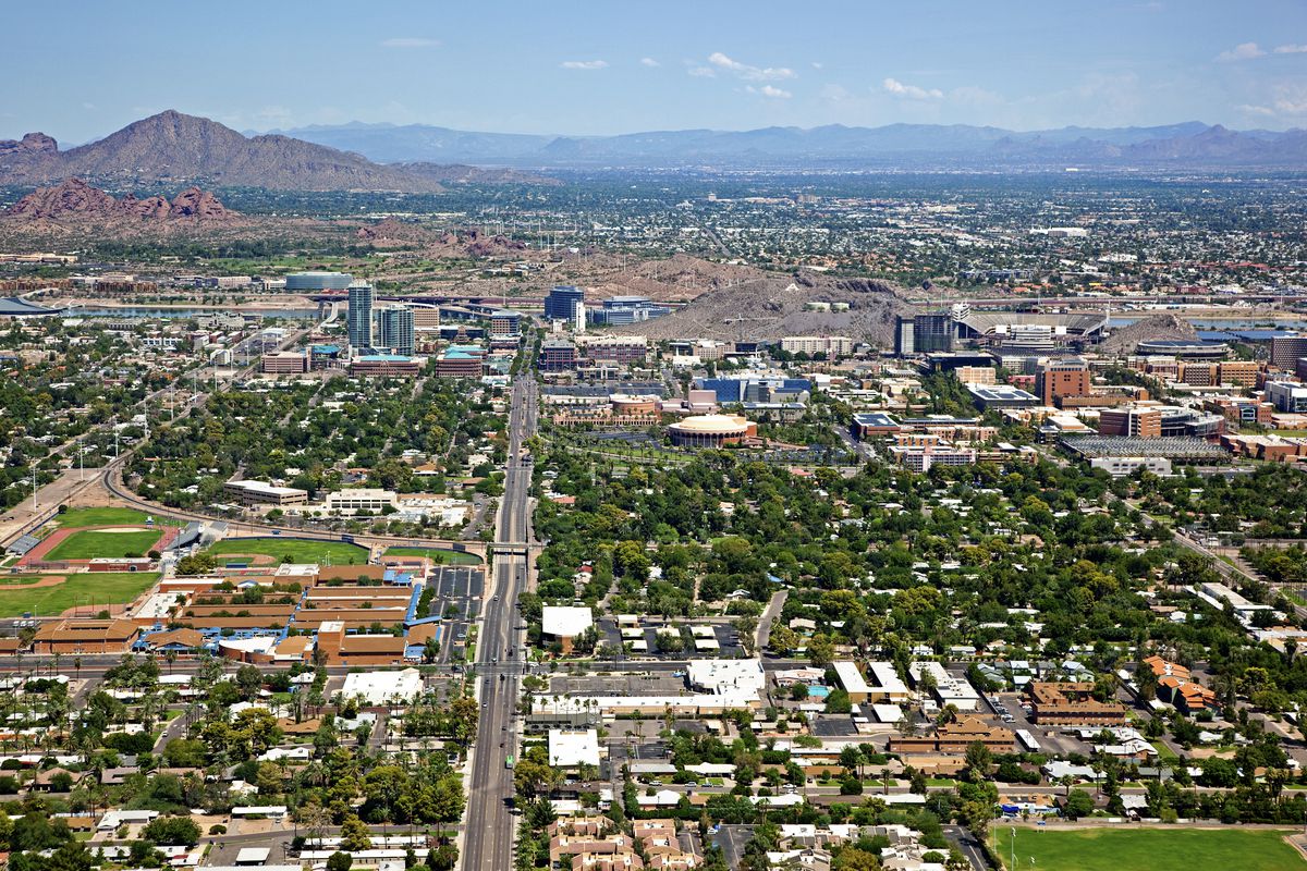 Desert city seen from above.